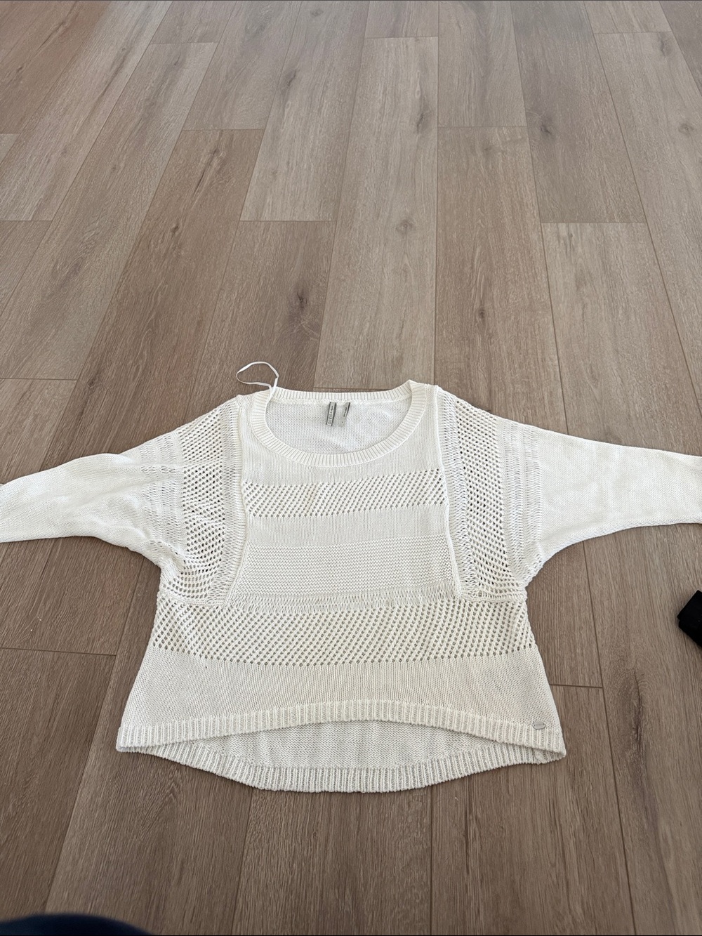Guess Cream Open-Knit Pullover Sweater